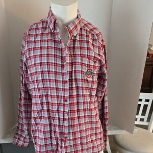 Men's Red and Gray Plaid Button Down Shirt